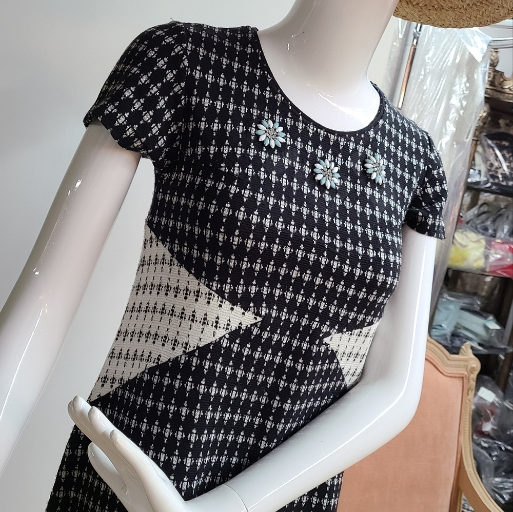 Zara WB Collection Black/White Checkered Sparkly Dress - Size Small